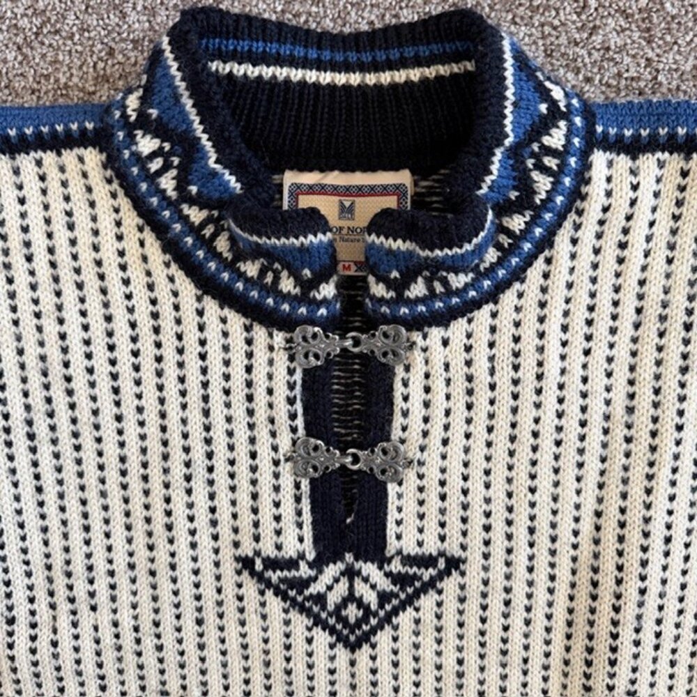 Vintage Dale of Norway Wool Sweater Norwegian Pullover Sweater Ivory Medium - Picture 6 of 16